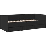vidaXL - Slaapbank - met - lades - zonder - matrasx200 - cm - zwart