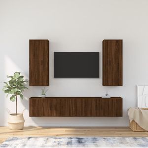 vidaXL 4-delige Tv-meubelset bewerkt hout bruin eikenkleur