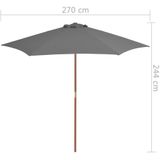 VidaXL Parasol Houten Paal 270 cm Antraciet