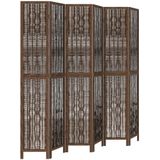 vidaXL Kamerscherm met 6 panelen massief paulowniahout donkerbruin
