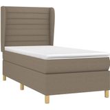 vidaXL Boxspring met matras stof taupe 80x200 cm