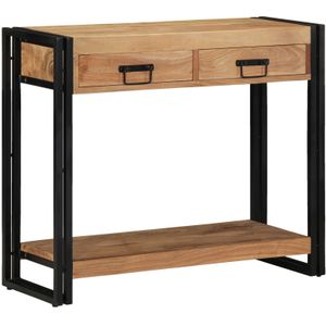 vidaXL Wandtafel 90x33x75 cm massief acaciahout en metaal zwart