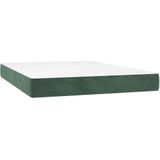 vidaXL Boxspring met matras fluweel donkergroen 140x190 cm