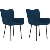 vidaXL Eetkamerstoelen 2 st fluweel blauw