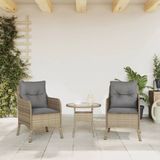 vidaXL Tuinstoelen 2 st met kussens poly rattan gemengd beige