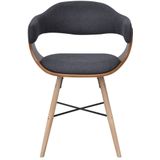 vidaXL Eetkamerstoelen 2 st gebogen hout en stof donkergrijs
