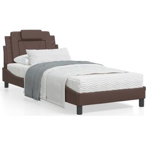 vidaXL Bed met matras kunstleer bruin 80x200 cm