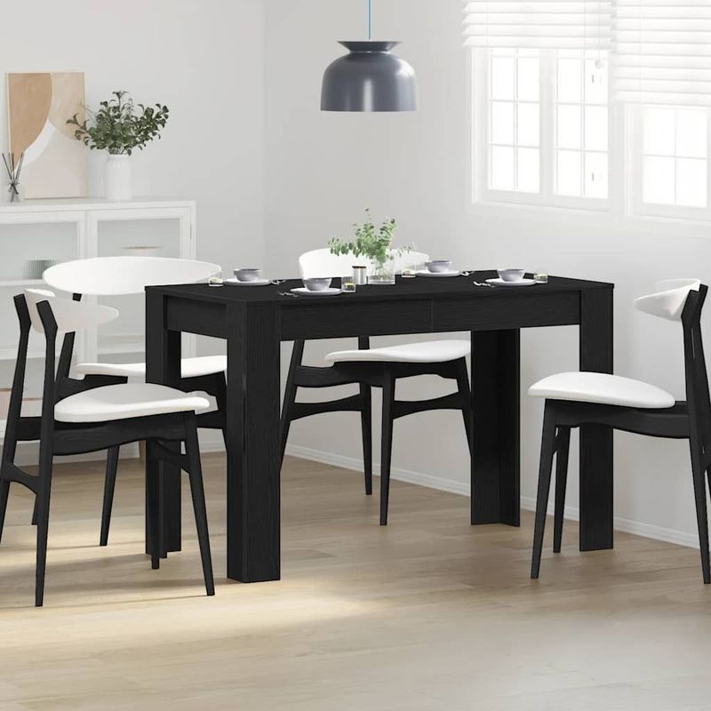 vidaXL Eettafel 120x60x76 cm spaanplaat zwart eikenkleurig