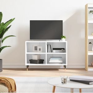 vidaXL - Tv-meubel - 69,5x30x50 - cm - bewerkt - hout - hoogglans - wit