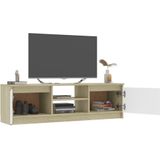 vidaXL Tv-meubel 120x30x35,5cm bewerkt hout wit en sonoma eikenkleurig