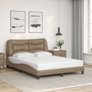 vidaXL Bedframe met hoofdbord kunstleer cappuccinokleurig 120x200 cm