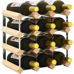 vidaXL Wijnrek voor 12 flessen massief grenenhout