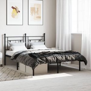 vidaXL Bedframe met hoofdbord metaal zwart 140x190 cm