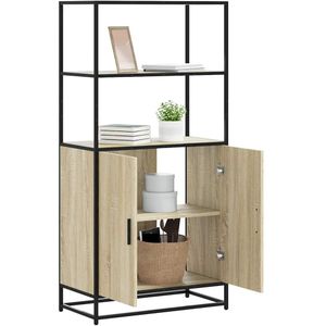 vidaXL - Hoge - kastx35x139 - cm - bewerkt - hout - en - metaal - zwart