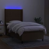 vidaXL Boxspring met matras en LED stof donkerbruin 80x200 cm