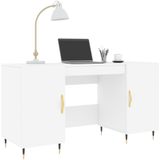 VidaXL Bureau 140x50x75 cm - Bewerkt Hout - Wit