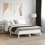 vidaXL Bedframe met hoofdbord massief grenenhout wit 120x190 cm