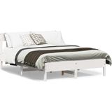 vidaXL Bedframe met hoofdbord massief grenenhout wit 120x190 cm