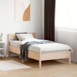 vidaXL Bedframe met hoofdbord massief grenenhout 90x200 cm