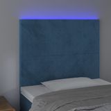 vidaXL Hoofdbord LED 90x5x118/128 cm fluweel donkerblauw