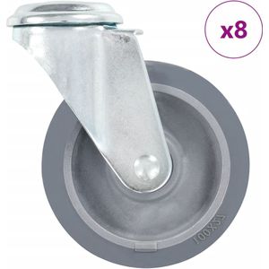 vidaXL 8 st Zwenkwielen met boutgaten 100 mm