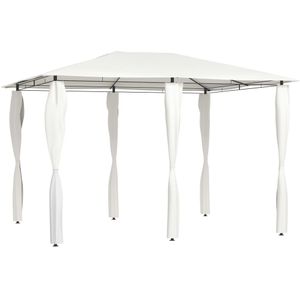 vidaXL - Prieel - met - paalhoezen - 160 - g/m² - 3x4x2,6 - m - crèmekleurig