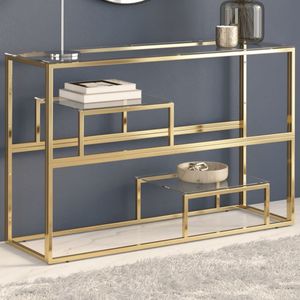 vidaXL Wandtafel roestvrijstaal en gehard glas goudkleurig