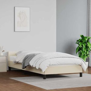 VidaXL Bedframe met Hoofdbord Kunstleer Crèmekleurig 90x200 cm