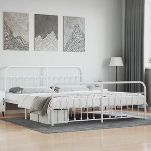 VidaXL Bedframe Metaal Wit 200x200 cm - Hoofd- en Voeteneinde