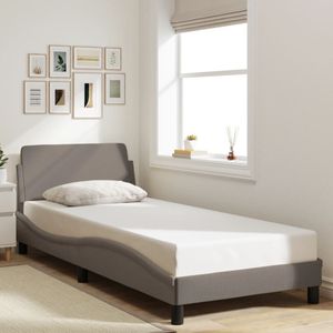 vidaXL Bedframe met hoofdeinde zonder matras 90x190 cm stof taupe