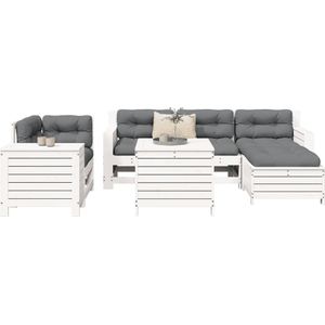 vidaXL 7-delige Loungeset massief grenenhout wit