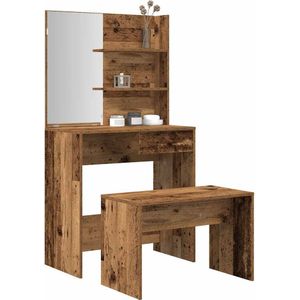 vidaXL Kaptafelset bewerkt hout oud houtkleurig