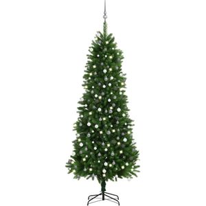 vidaXL Kunstkerstboom met verlichting en kerstballen 240 cm groen