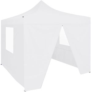 VidaXL Inklapbare Partytent 2x2m Staal Wit + 4 Zijwanden