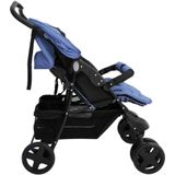 vidaXL Tweelingkinderwagen staal marineblauw