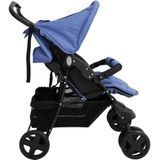 vidaXL Tweelingkinderwagen staal marineblauw