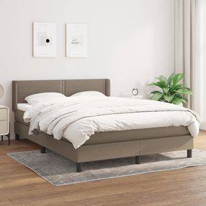 vidaXL Boxspring met matras stof taupe 140x190 cm