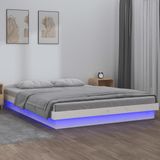 vidaXL Bedframe LED massief hout wit 180x200 cm