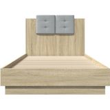 vidaXL Bedframe met hoofdeinde bewerkt hout sonoma eiken 100x200 cm