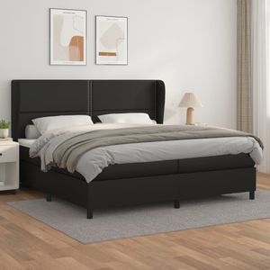 vidaXL - Boxspring - met - matras - kunstleer - zwart - 200x200 - cm