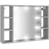 VidaXL Spiegelkast met LED-verlichting 76x15x55 cm Grijs Sonoma Eiken