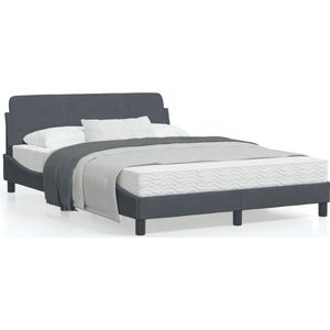 vidaXL Bedframe met hoofdeinde fluweel donkergrijs 120x200 cm