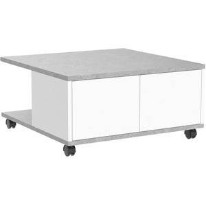 FMD Salontafel verplaatsbaar 70x70x35,5 cm grijskleurig glanzend wit