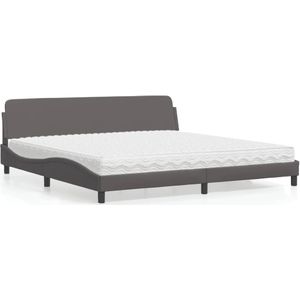 vidaXL Bed met matras kunstleer grijs 200x200 cm