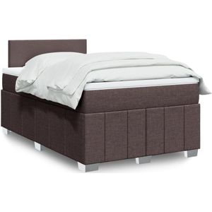 vidaXL Boxspring met matras stof donkerbruin 120x190 cm