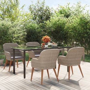 vidaXL 5-delige Tuinset met kussens bruin