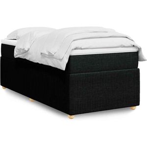 vidaXL Boxspring met matras stof zwart 90x200 cm