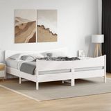 vidaXL Bedframe met hoofdbord massief grenenhout wit 180x200 cm