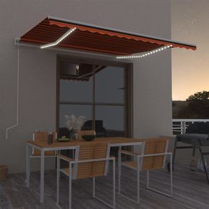 vidaXL Luifel automatisch met LED windsensor 400x300 cm oranje bruin