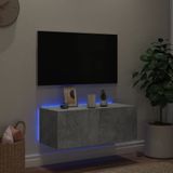 vidaXL Tv-wandmeubel met LED-verlichting 80x35x31 cm betongrijs